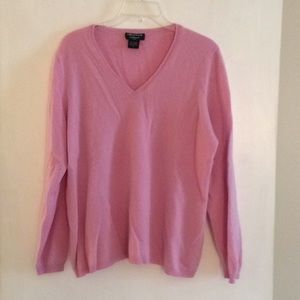 Pink v-neck cashmere sweater. Lord & Taylor